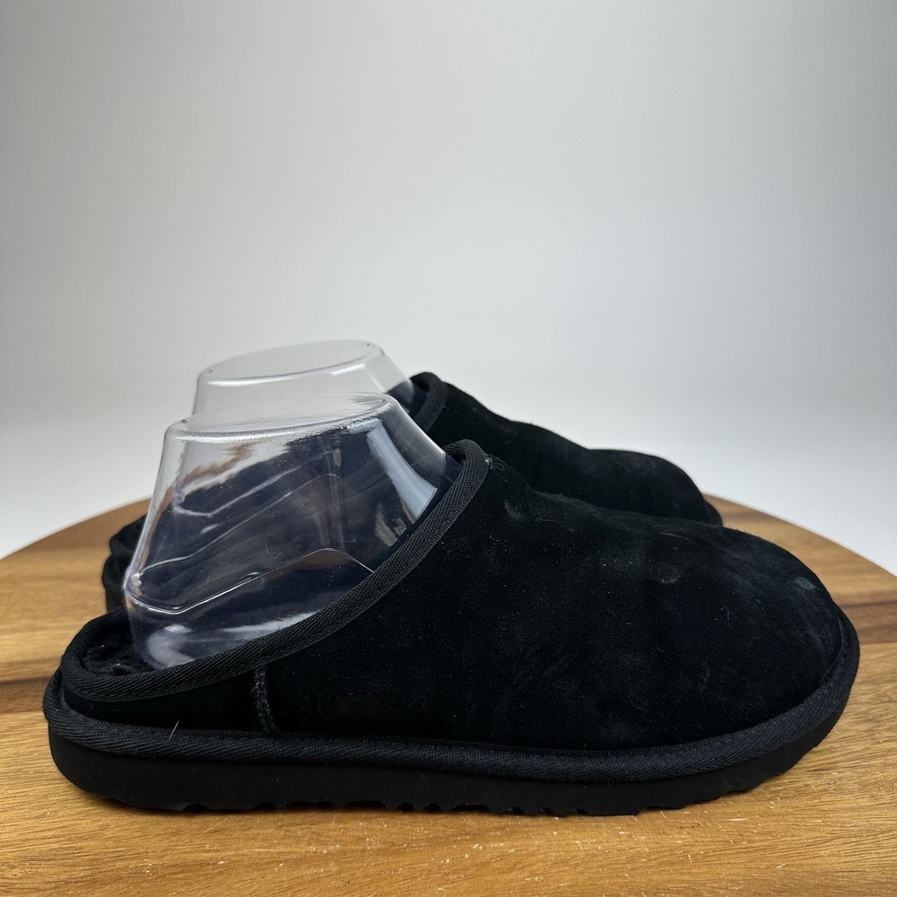 Big Kids Boys UGG Classic Slip On Black Suede Comfort Slippers Shoes Size 6 Y